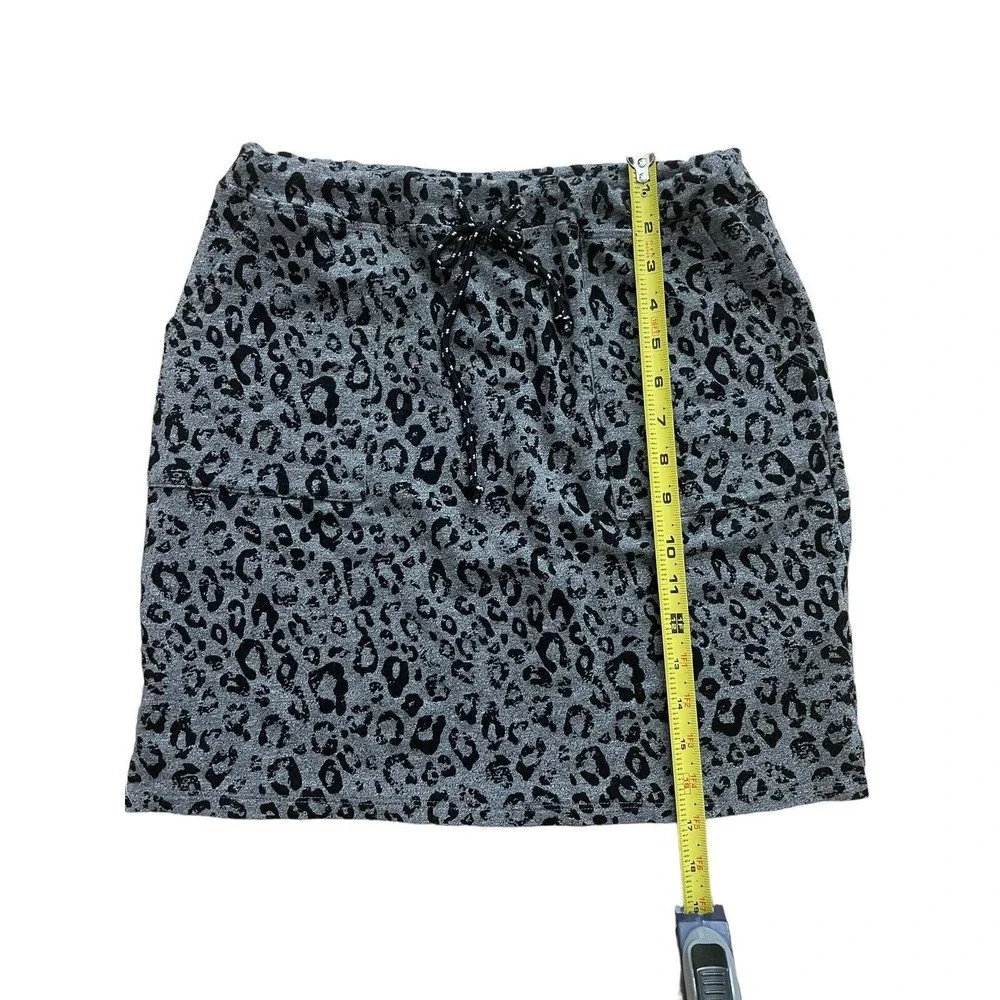 Sundry Cheetah Leopard Animal Print‎ Pattern Mini Saturday Skirt Black Gray 2